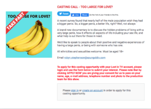 Do you have a ‘Too Large’ Penis? New TV show is looking for you