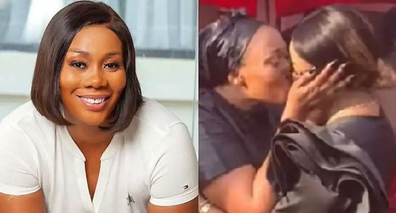 Borga Sylvia kissing Nana Mc Brown at a funeral