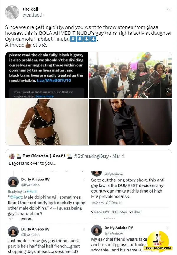 Oyinda Tinubu's daughter might be gay 