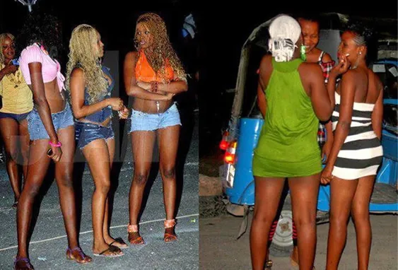 Sexy sex workers waiting for clients